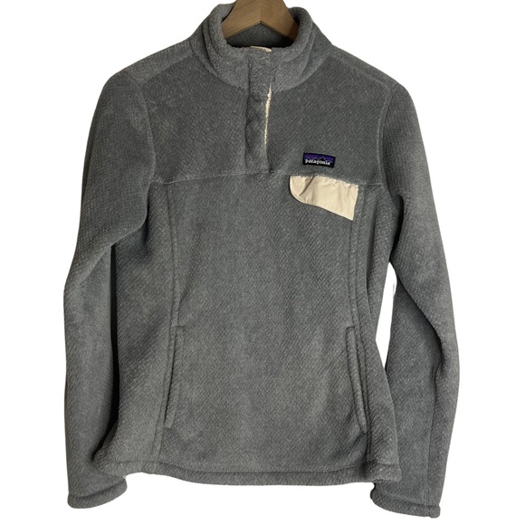 PATAGONIA RE-TOOL SNAP-T PULLOVER FLEECE, Women’s Medium, EUC, Gray & Cream - Picture 2 of 12